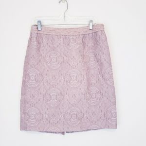 Brooks Brothers Crochet Lace Skirt Silk Blend Gold Cream Tan Size 14 XL